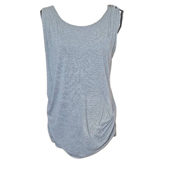 MNG by Mango Women's Size XL Gray Side Ruched Sleeveless Blouse - Picture 1 of 6